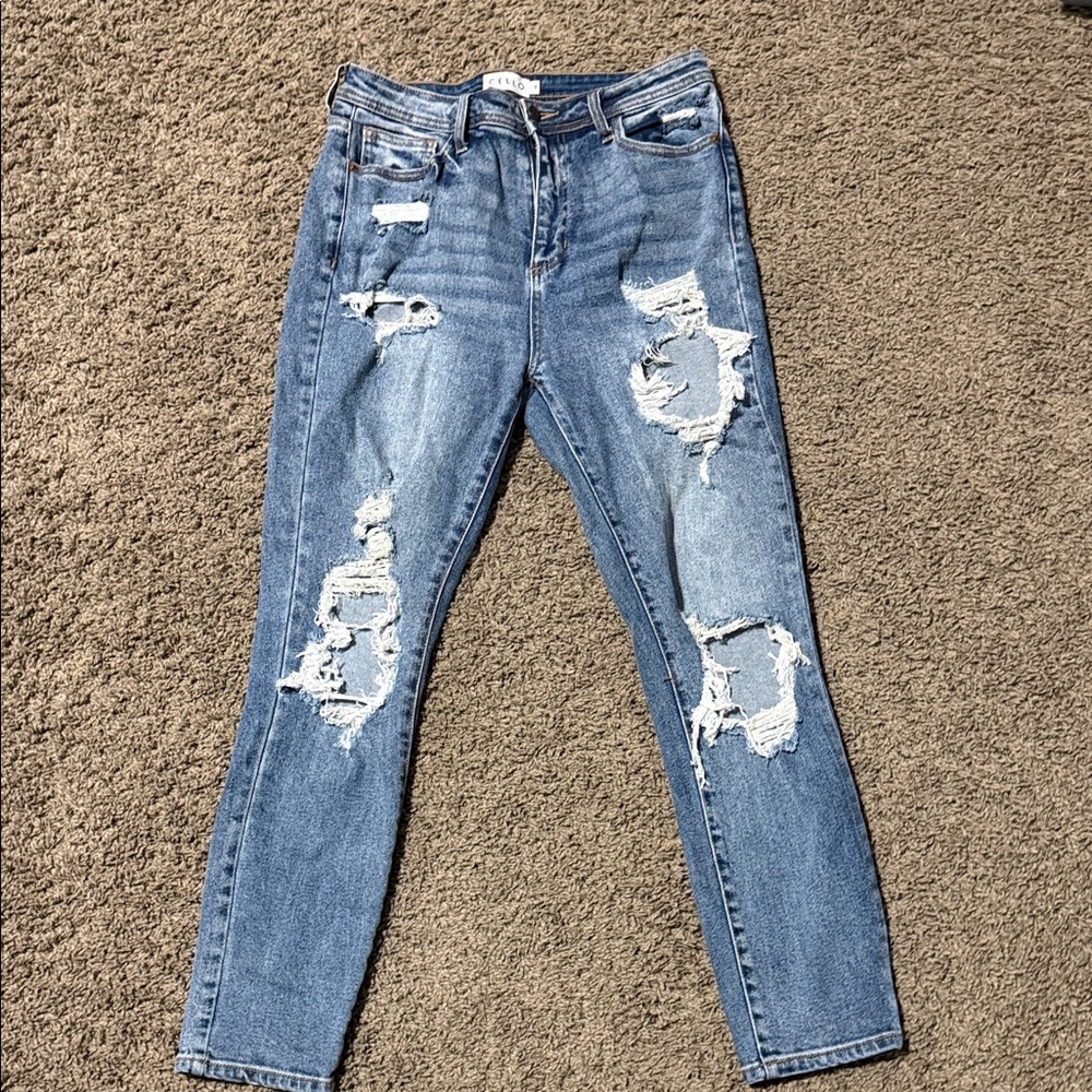 Distressed Blue Jeans